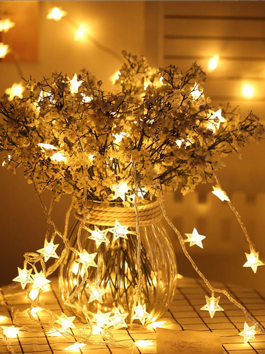 

Glimmer Lightings Yellow Crystal Star String Lights