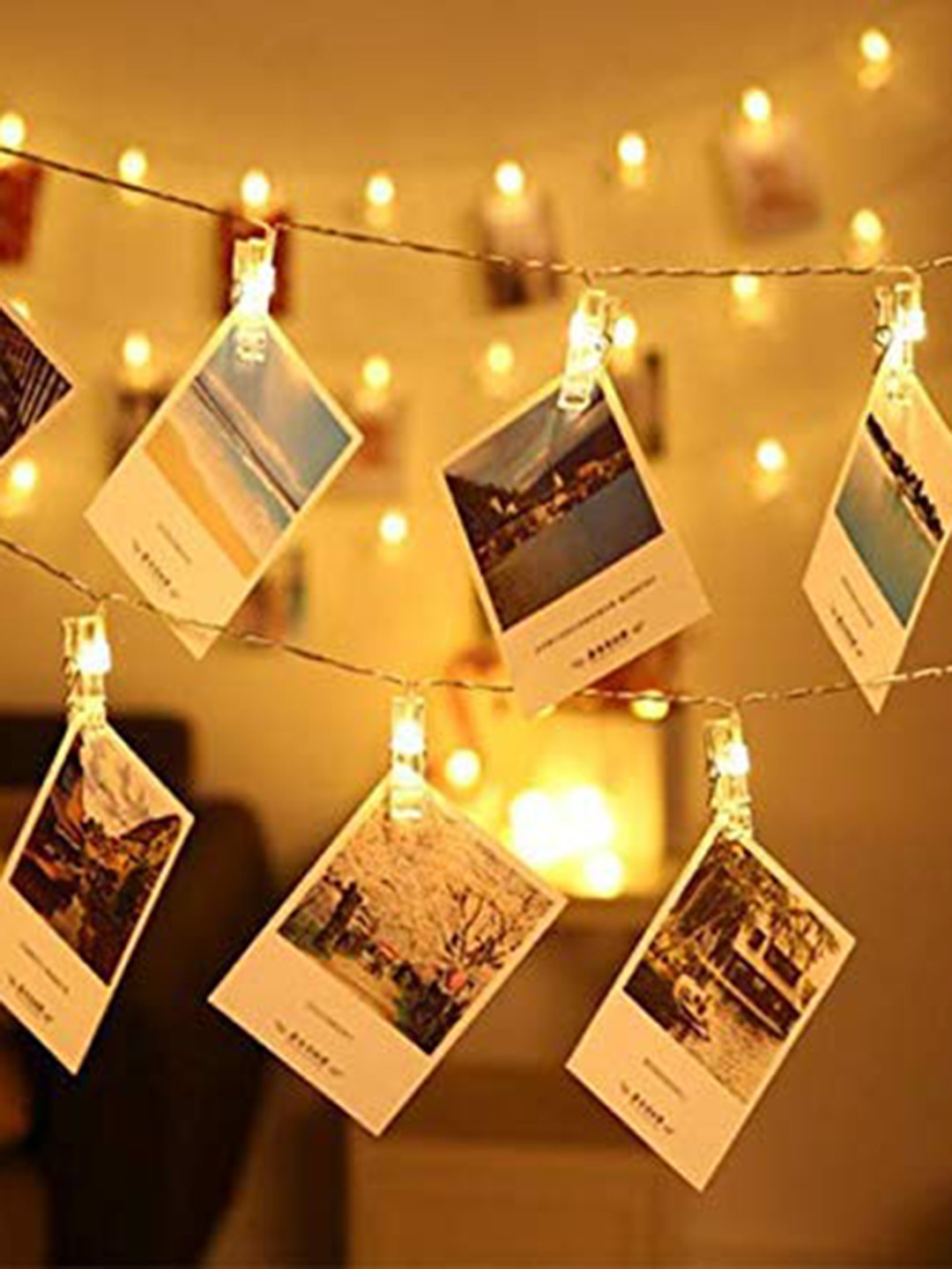 

Glimmer Lightings Golden 16 Clips Photo Clip String Lights, Gold