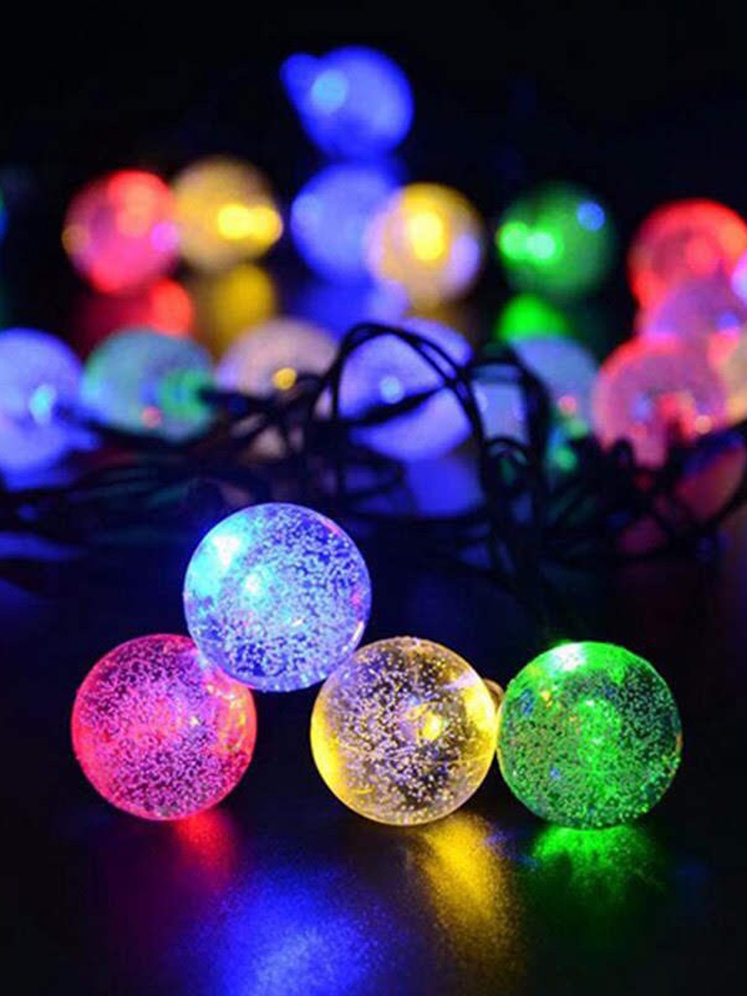 

Glimmer Lightings Purple & Green Crystal Bubble Ball String Lights