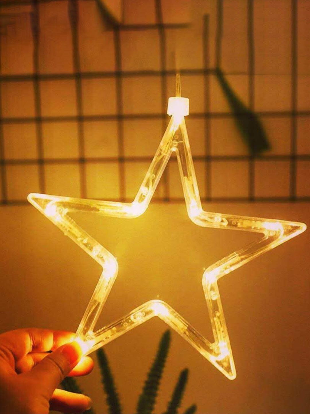 

Glimmer Lightings Yellow Star Curtain String Lights