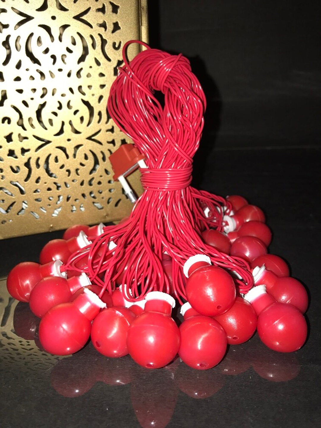

Glimmer Lightings Red Elegant Ball String Lights