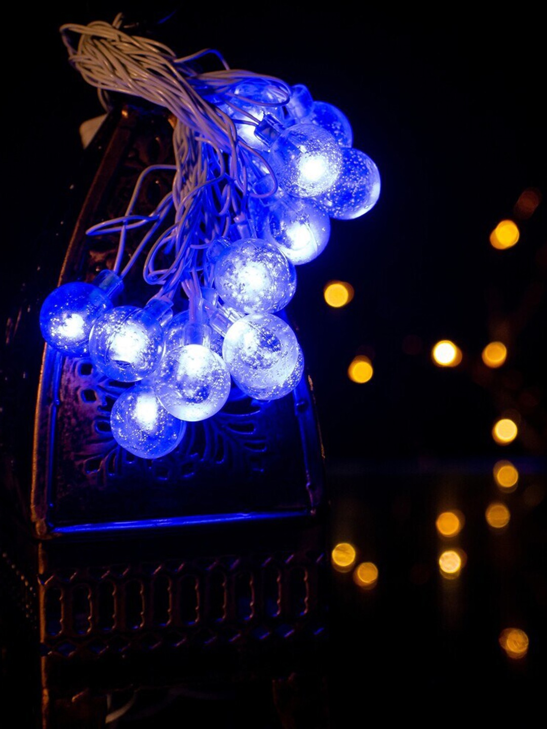 

Glimmer Lightings Blue Crystal Bubble Ball String Lights