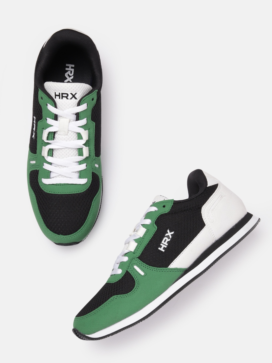 

HRX by Hrithik Roshan Men Colourblocked & Woven Design Retro ACE Sneaker, Green