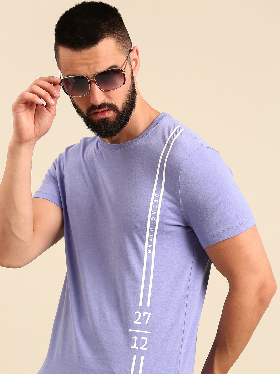 

Being Human Brand Logo Printed Pure Cotton T-shirt, Blue