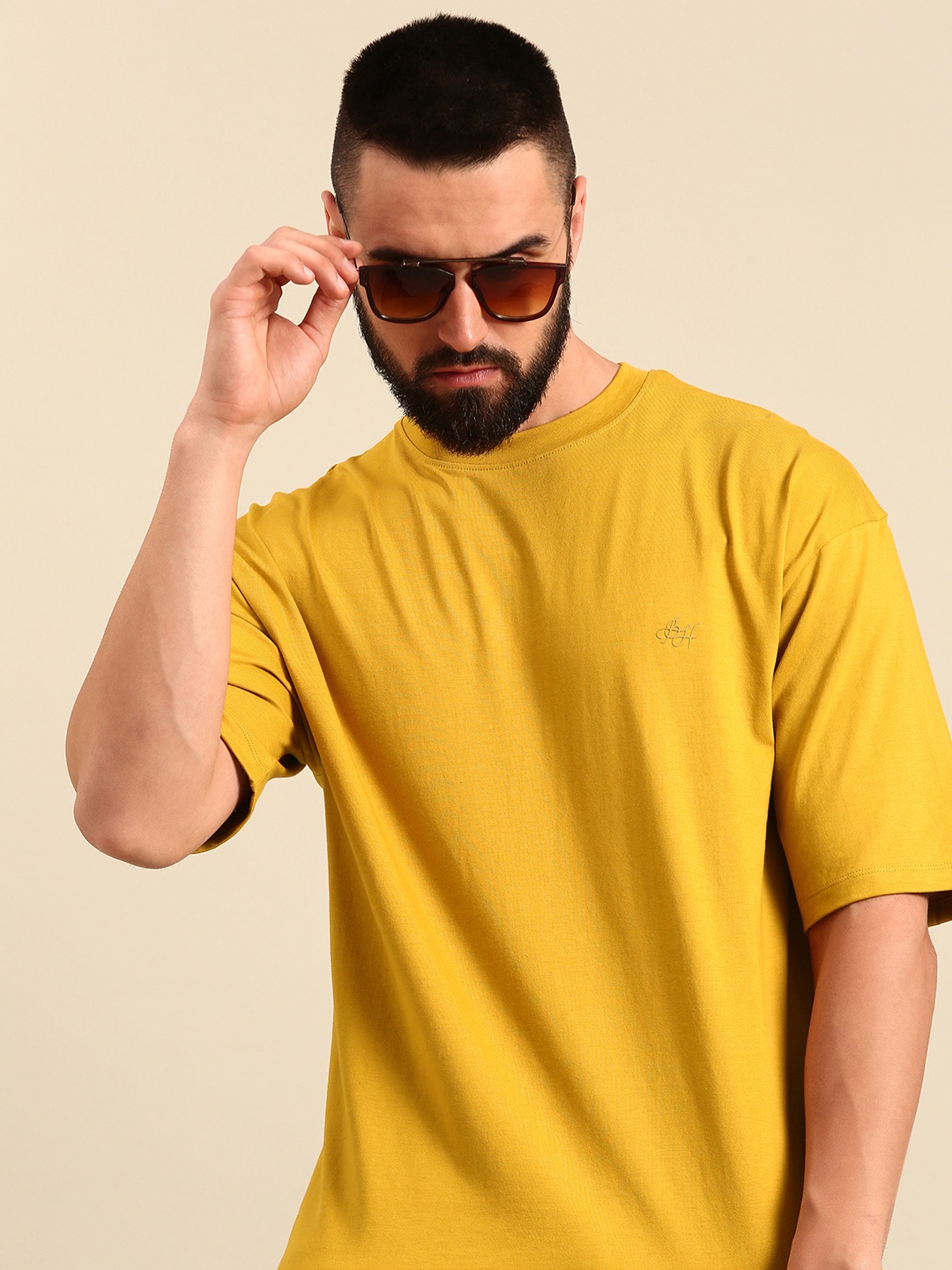 

Being Human Solid Pure Cotton T-shirt, Mustard