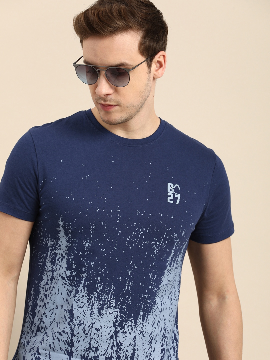 

Being Human Printed Pure Cotton T-shirt, Navy blue