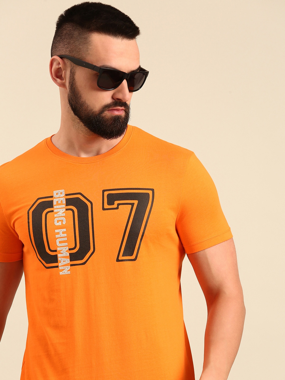 

Being Human Varsity Printed Pure Cotton T-shirt, Orange