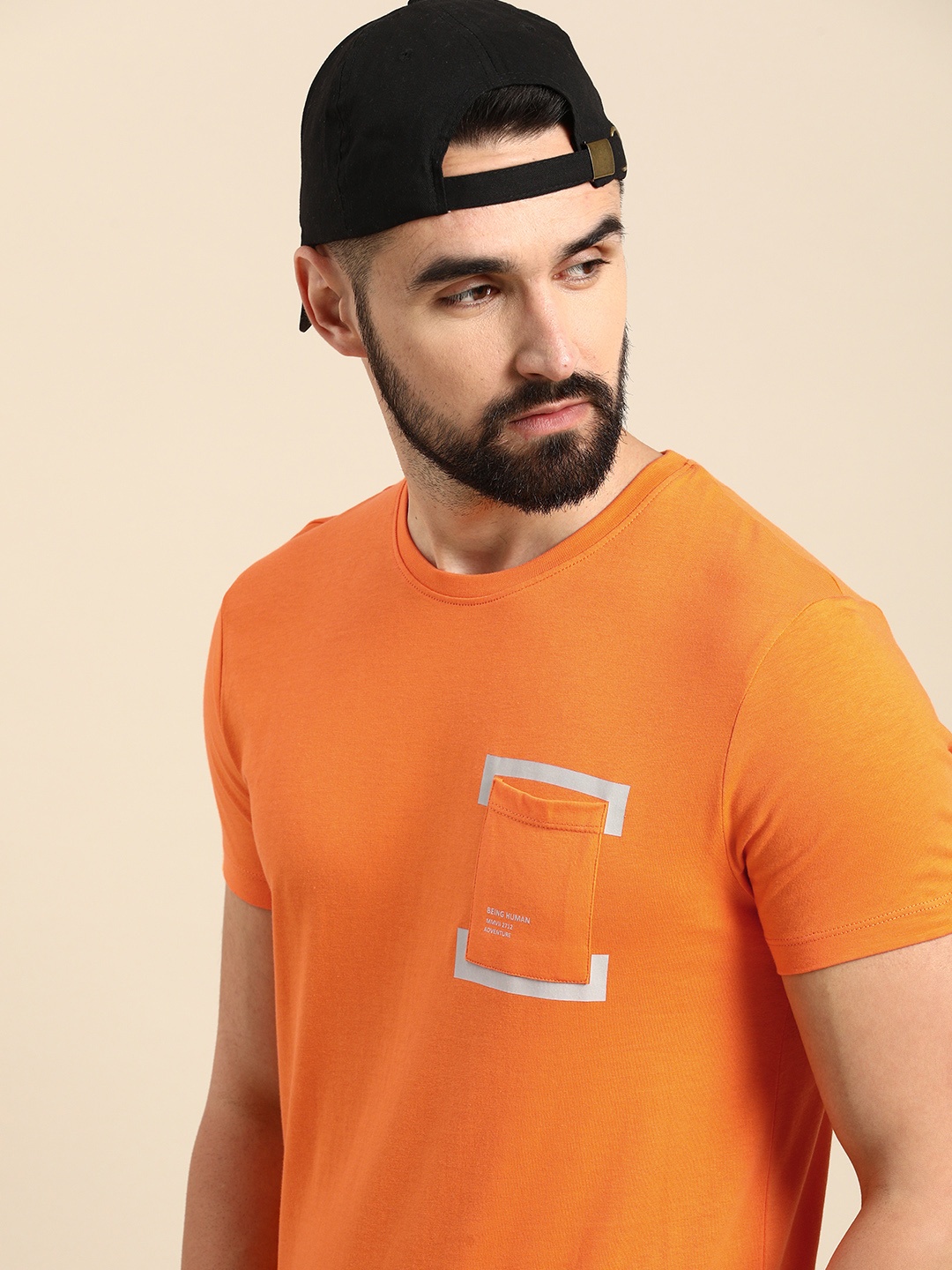 

Being Human Pure Cotton Solid Casual T-shirt, Orange