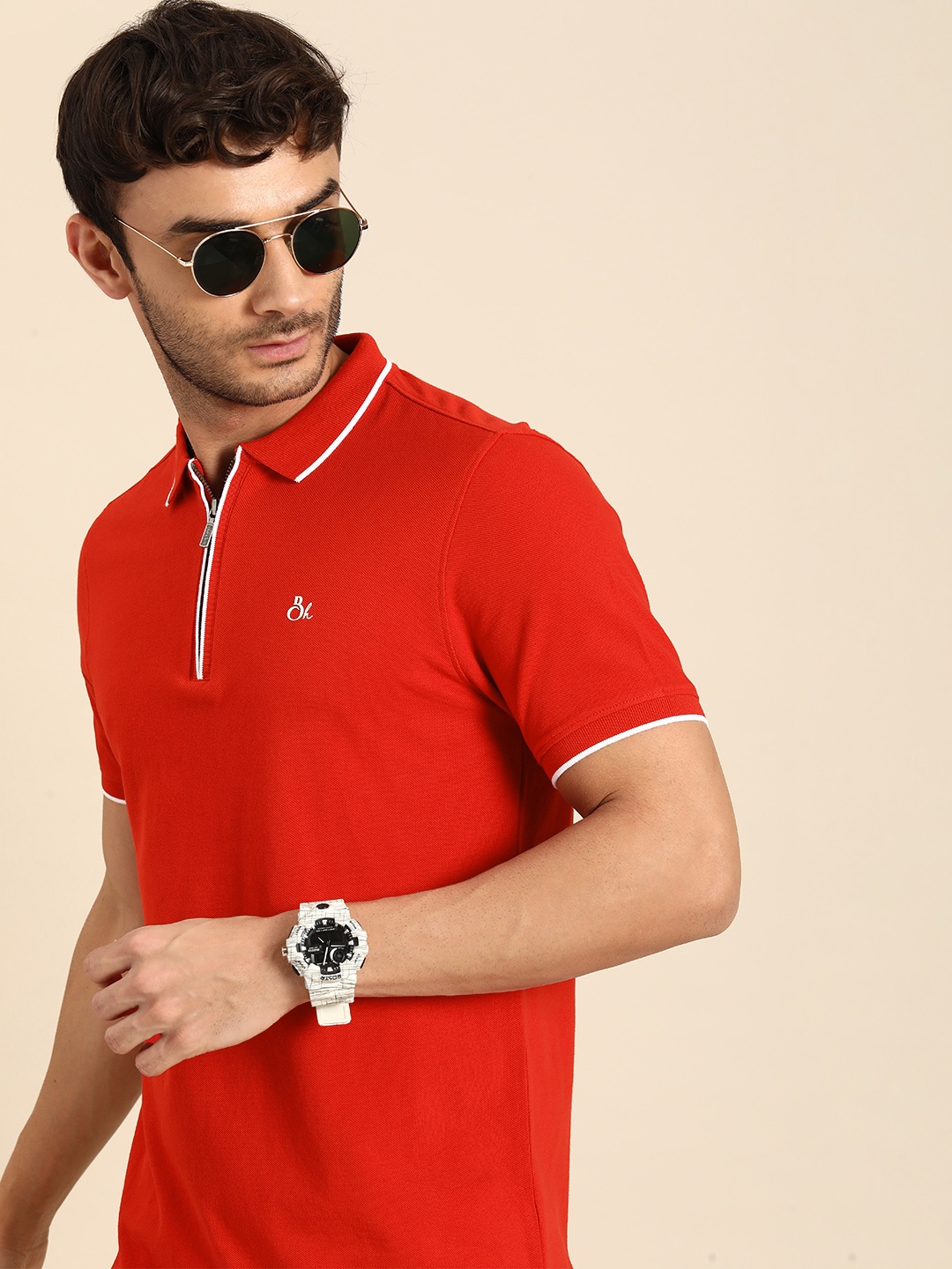 

Being Human Polo Collar Pure Cotton T-shirt, Red