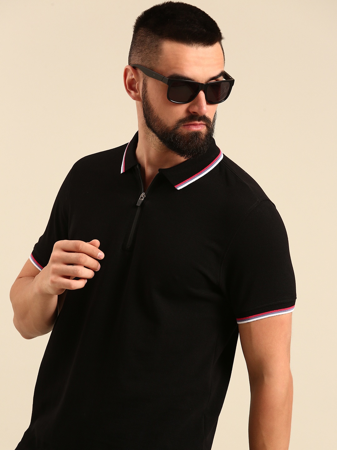 

Being Human Polo Collar Pure Cotton T-shirt, Black