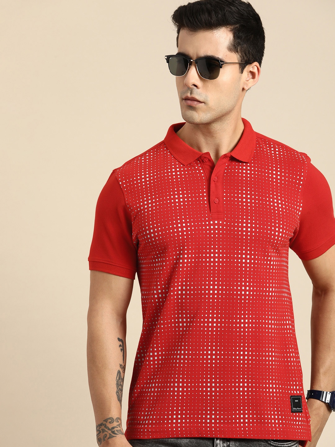 

Being Human Printed Polo Collar Pure Cotton T-shirt, Red