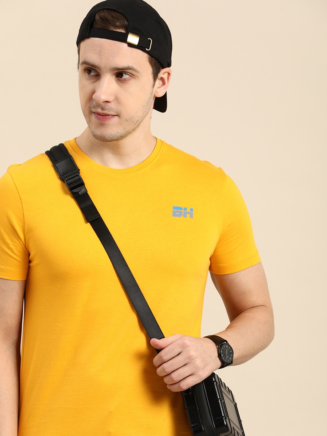 

Being Human Brand Logo Printed Pure Cotton T-shirt, Mustard