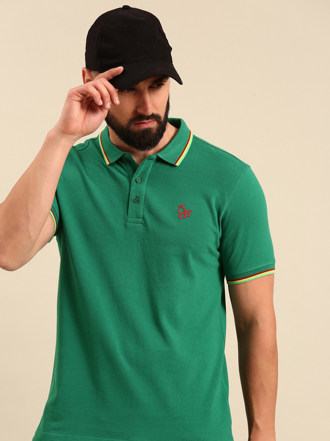 

Being Human Polo Collar Pure Cotton T-shirt, Green