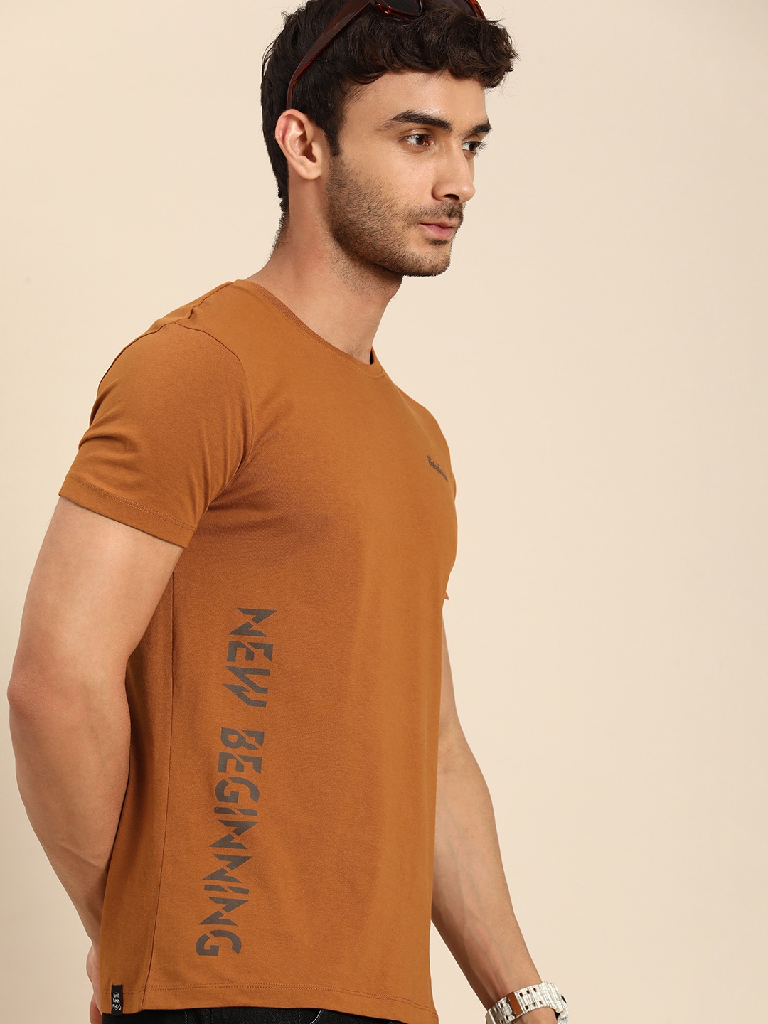 

Being Human Men Typography Printed Pure Cotton T-shirt, Brown