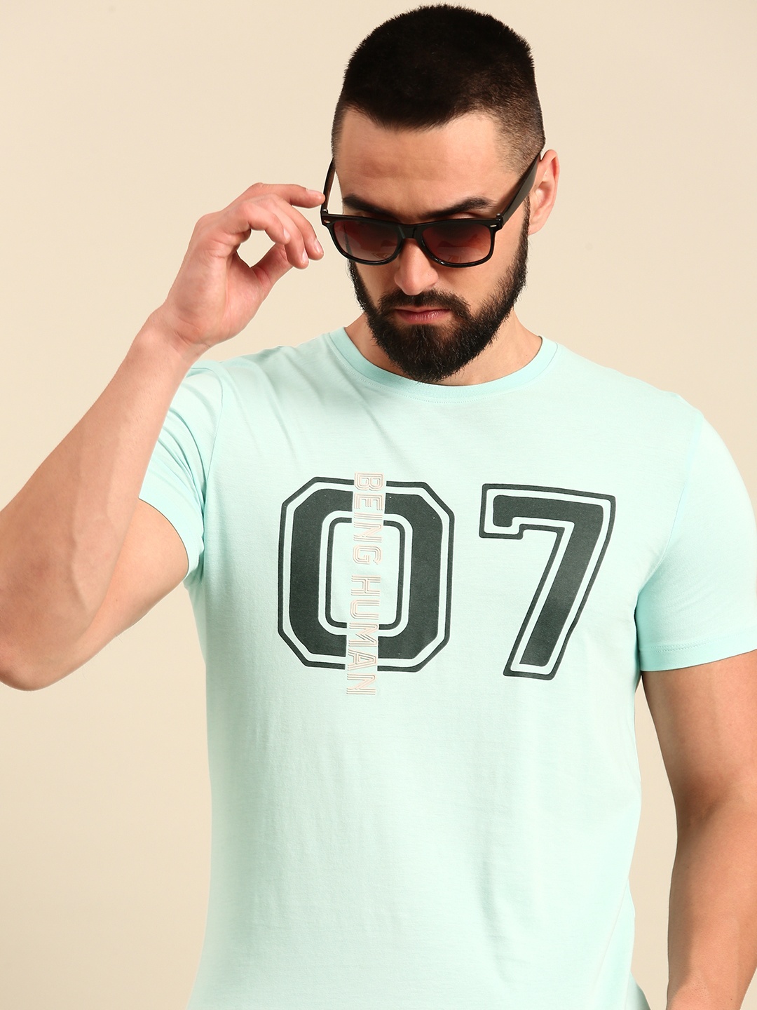 

Being Human Varsity Printed Pure Cotton T-shirt, Blue