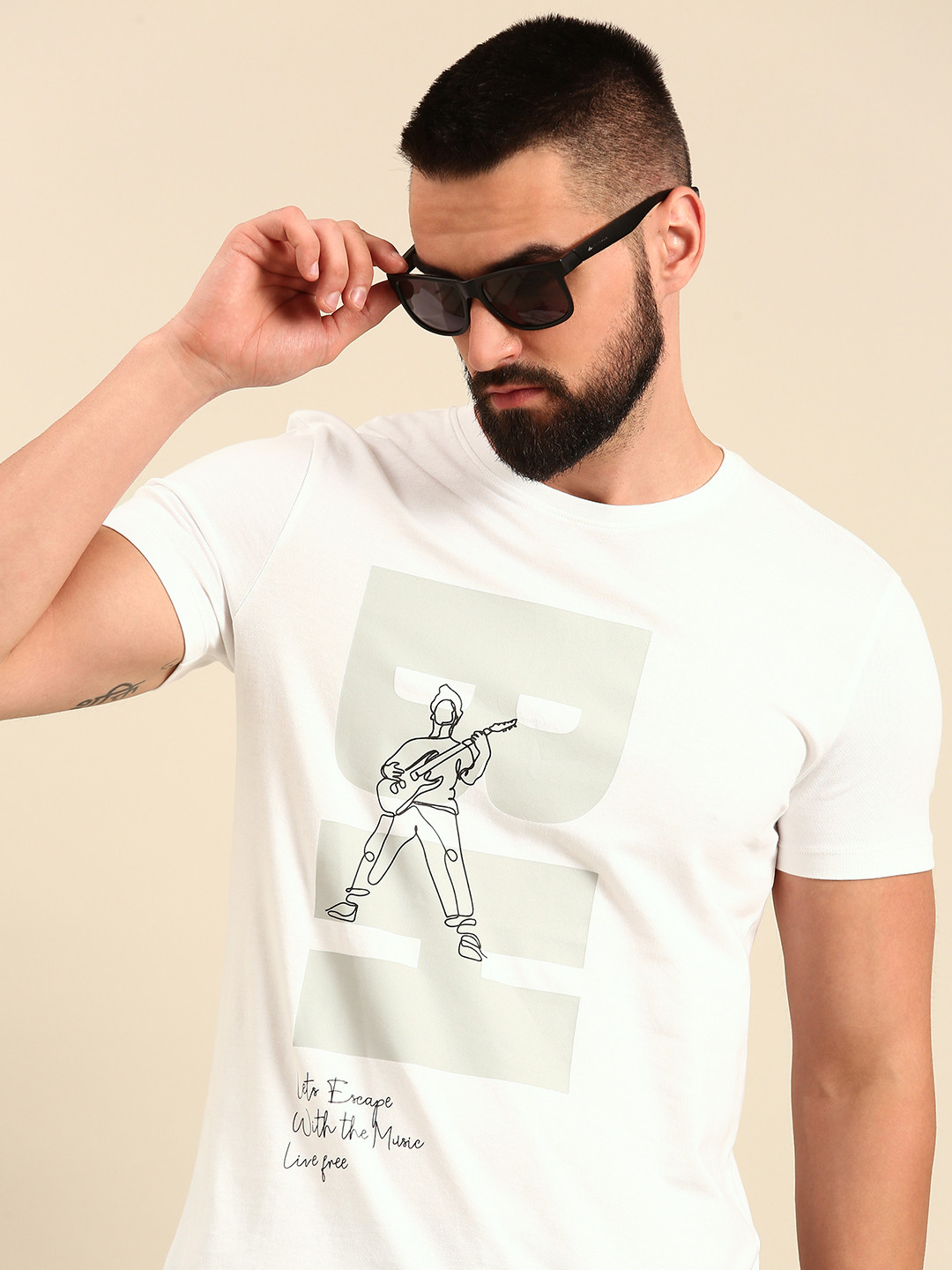

Being Human Brand Logo Printed Pure Cotton T-shirt, White
