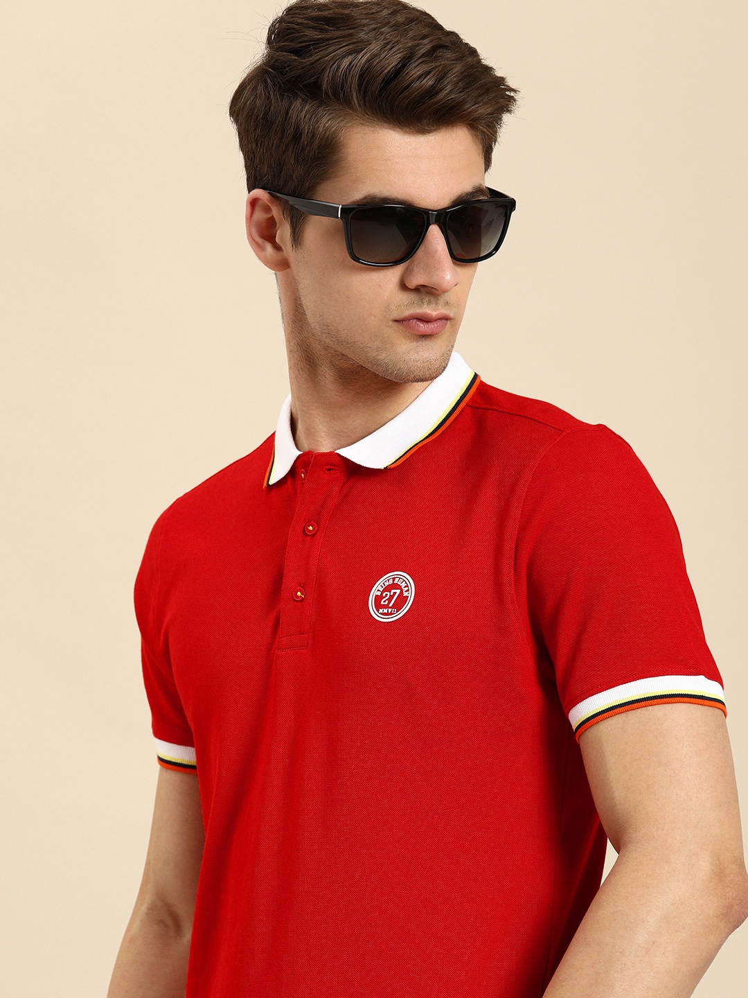 

Being Human Polo Collar Pure Cotton T-shirt, Red