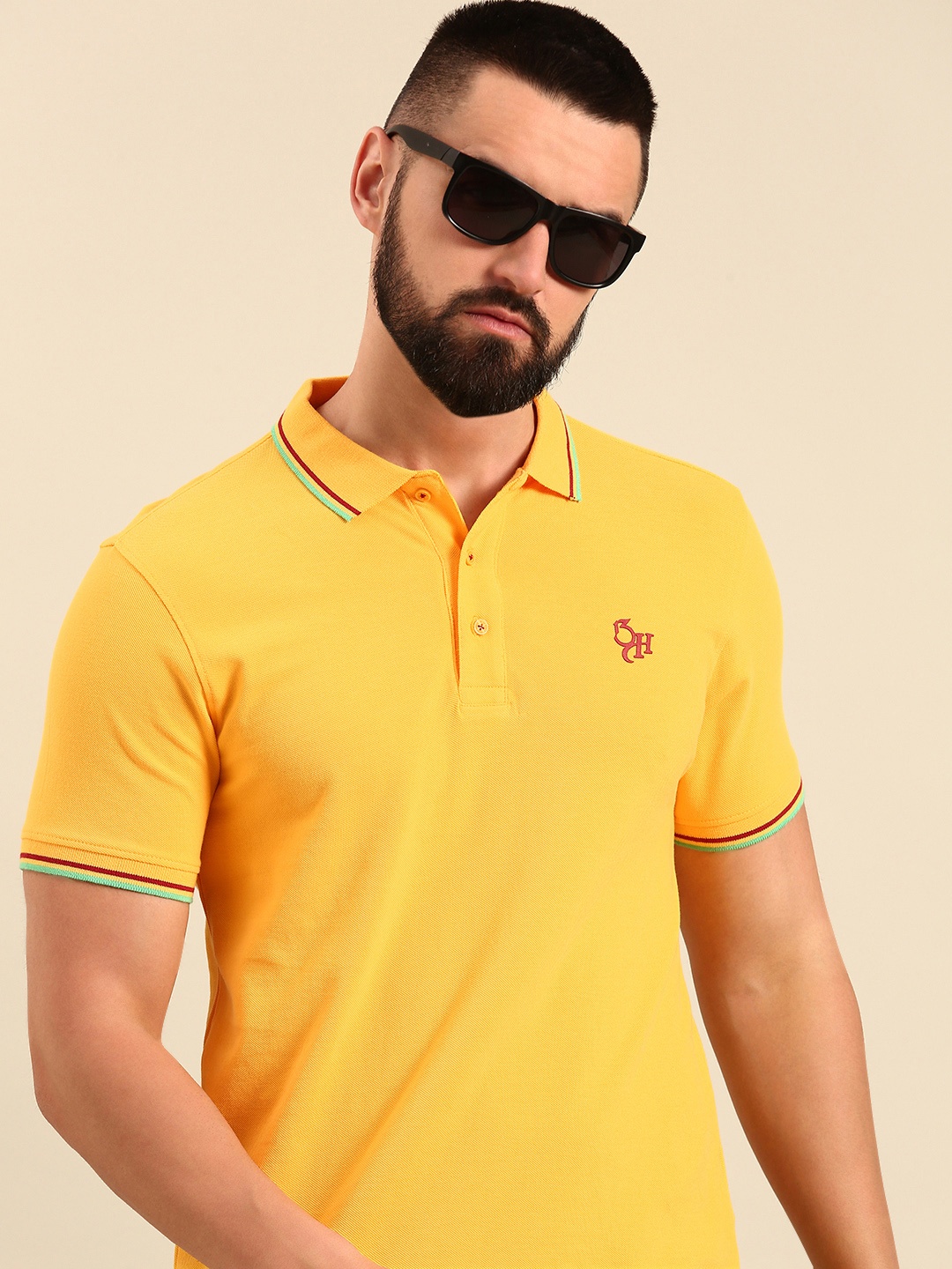 

Being Human Polo Collar Pure Cotton T-shirt, Yellow
