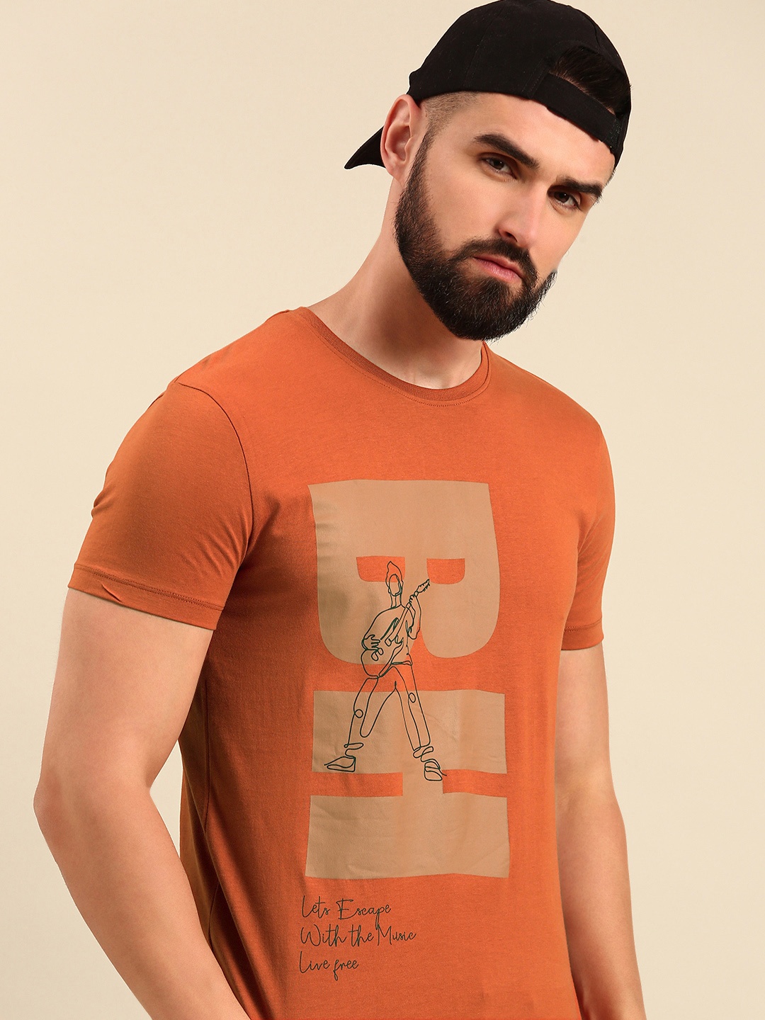 

Being Human Graphic Printed Pure Cotton T-shirt, Rust