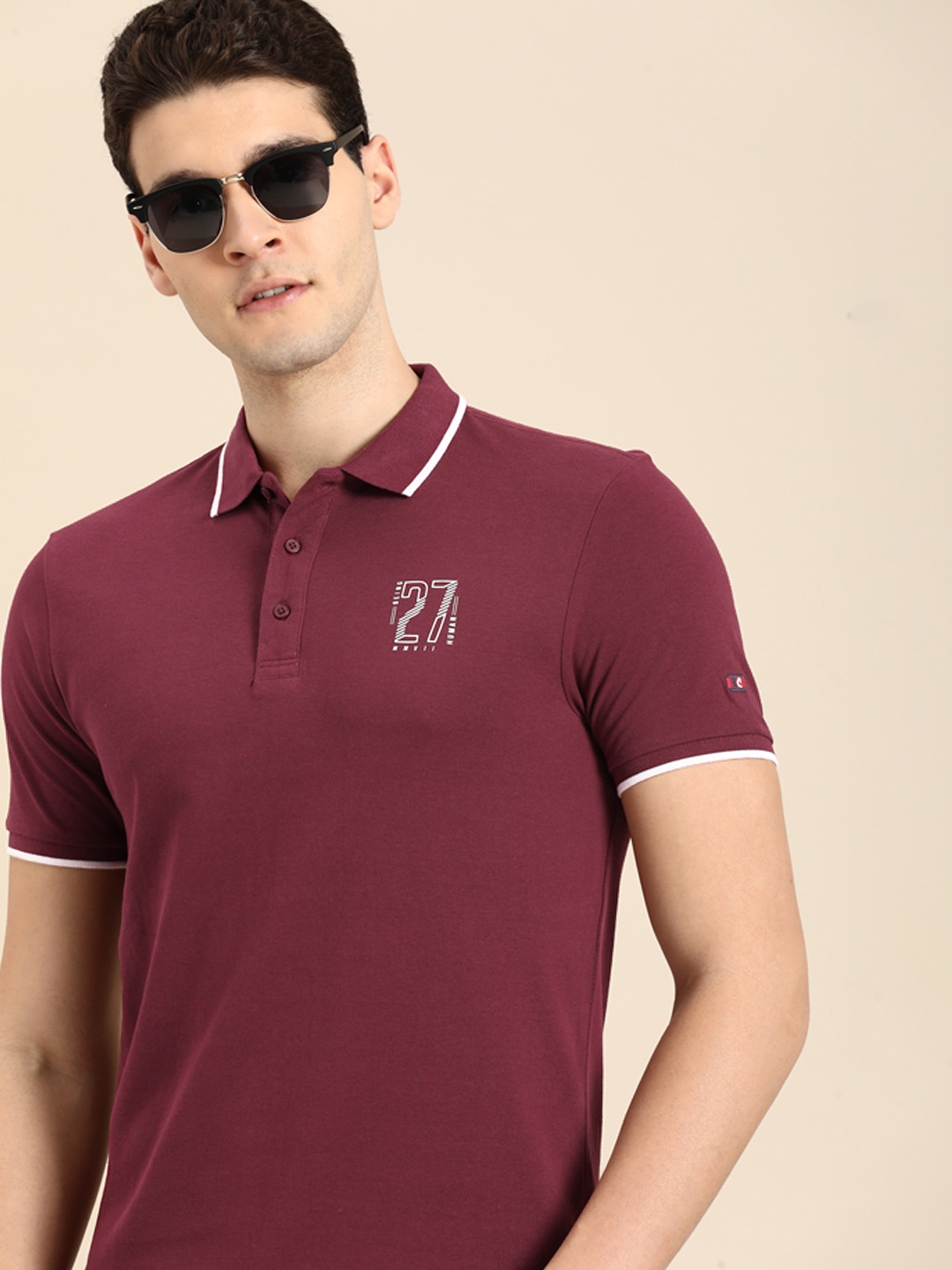 

Being Human Polo Collar Pure Cotton T-shirt, Maroon