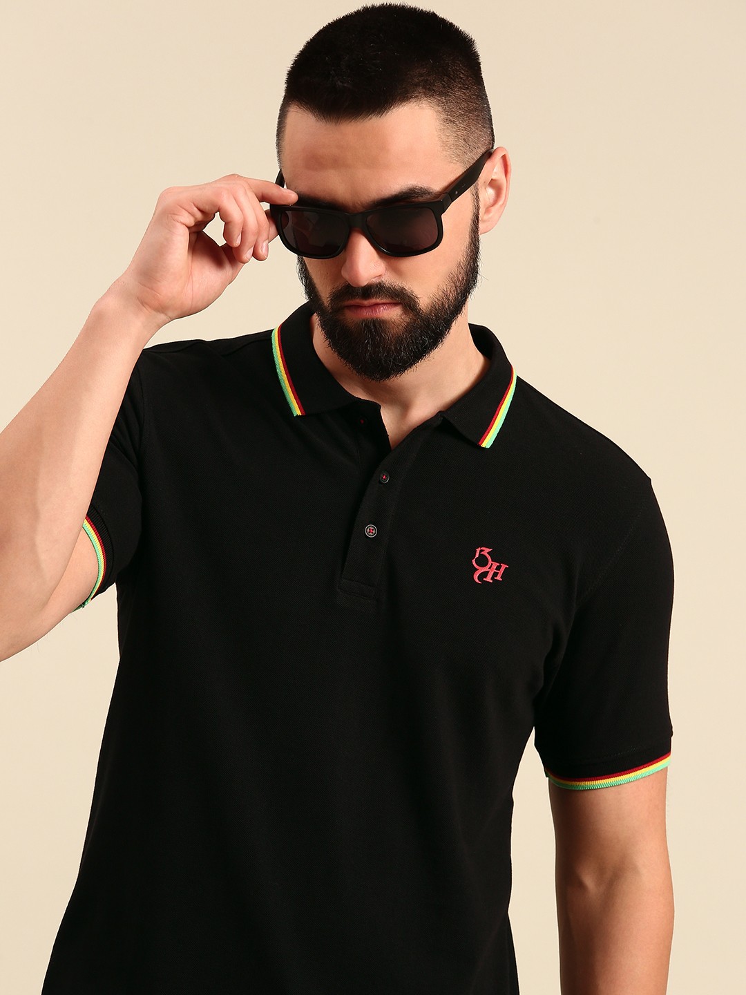 

Being Human Polo Collar Pure Cotton T-shirt, Black