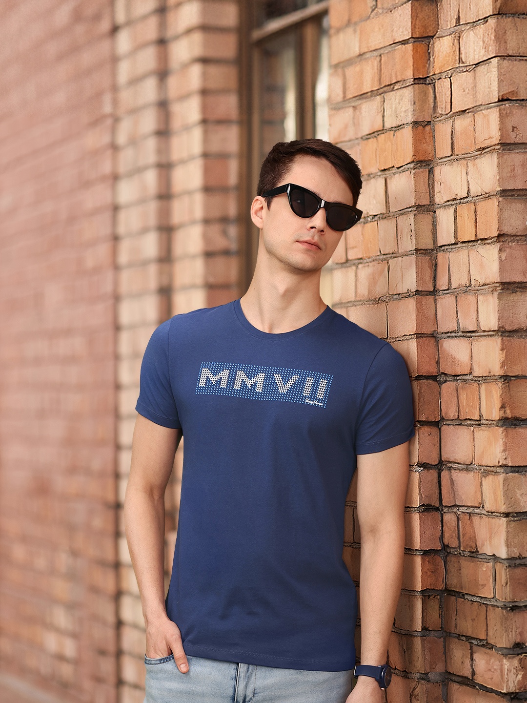 

Being Human Graphic Printed Pure Cotton T-shirt, Blue