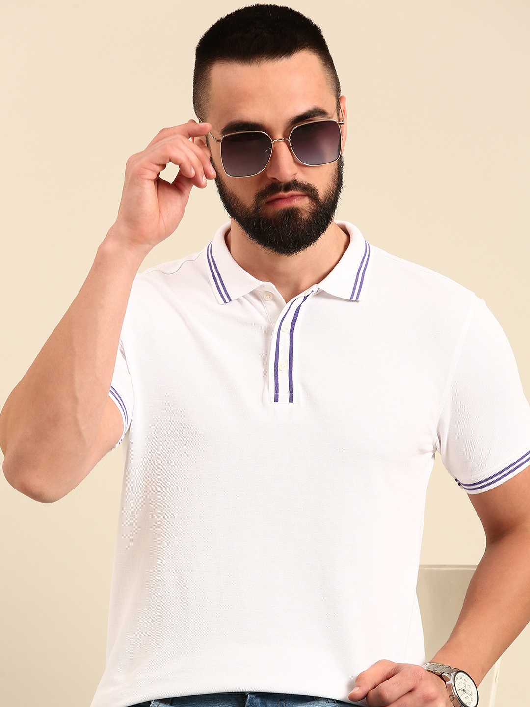 

Being Human Polo Collar Pure Cotton T-shirt, White
