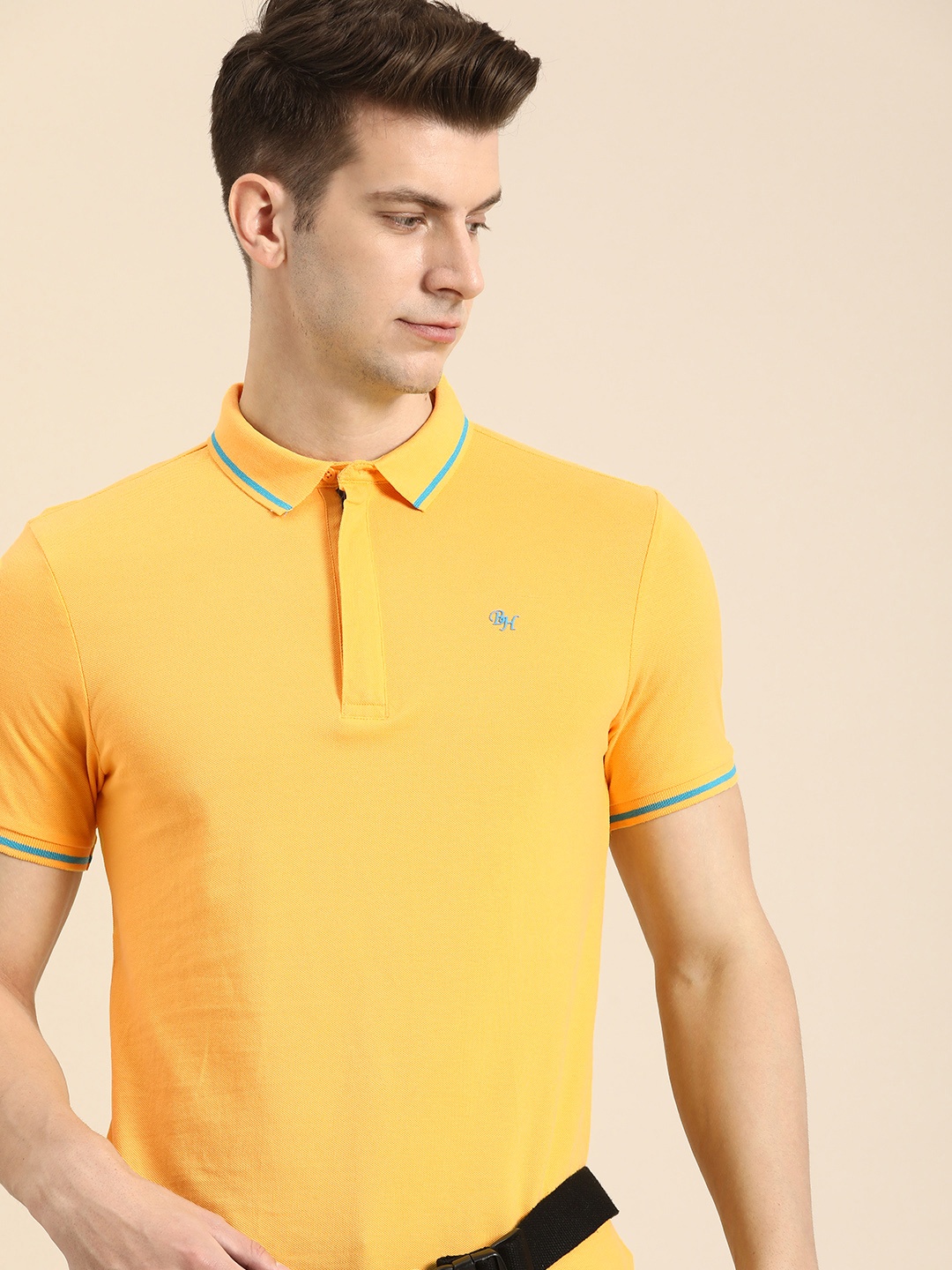 

Being Human Polo Collar Pure Cotton T-shirt, Yellow