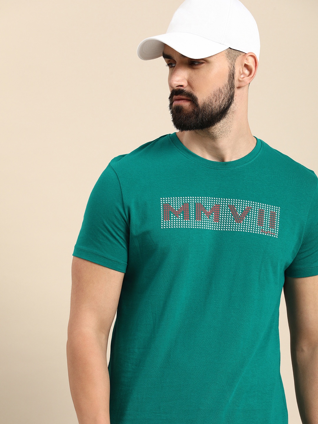 

Being Human Typography Pure Cotton Applique T-shirt, Teal