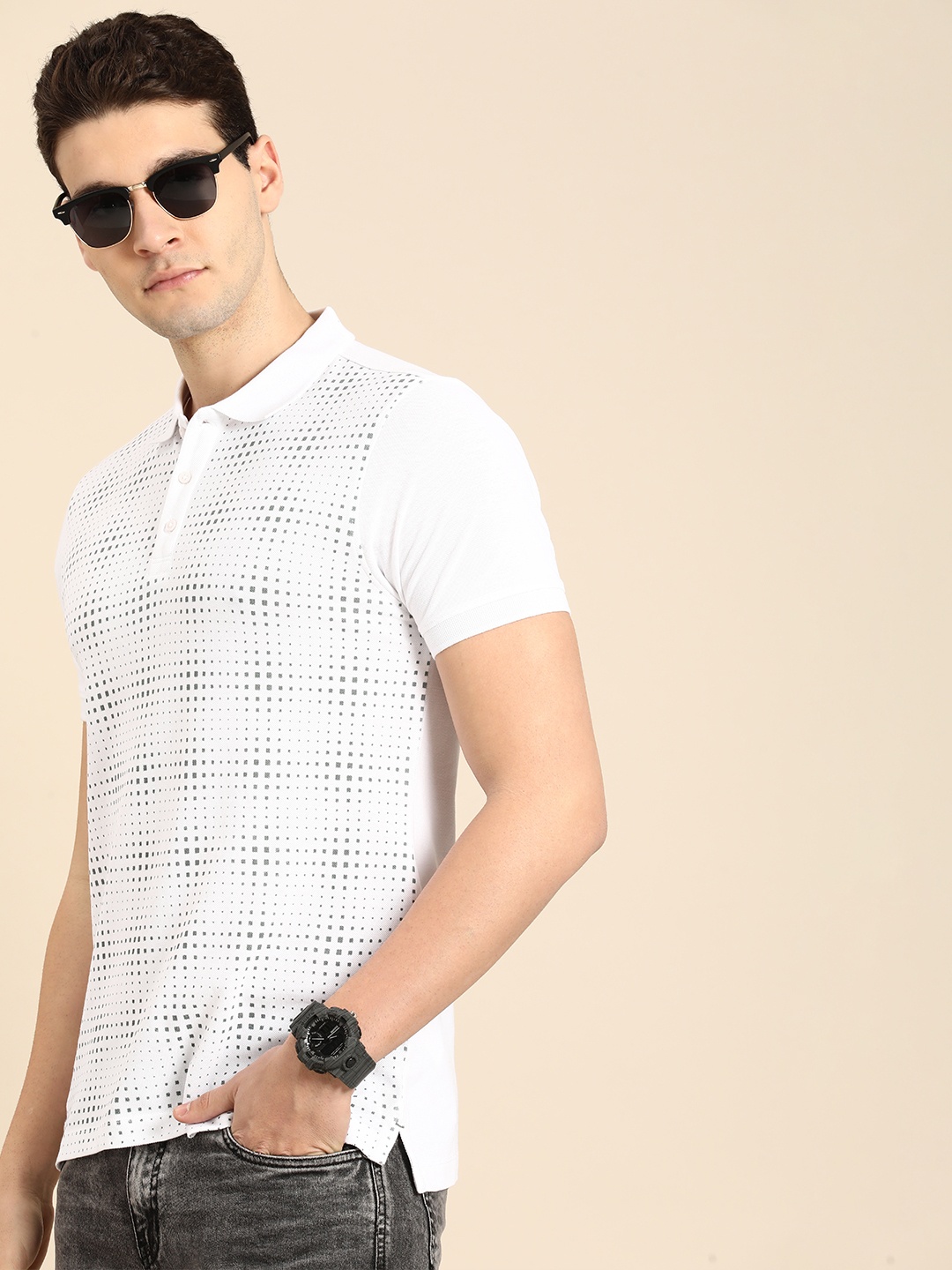 

Being Human Printed Polo Collar Pure Cotton T-shirt, White