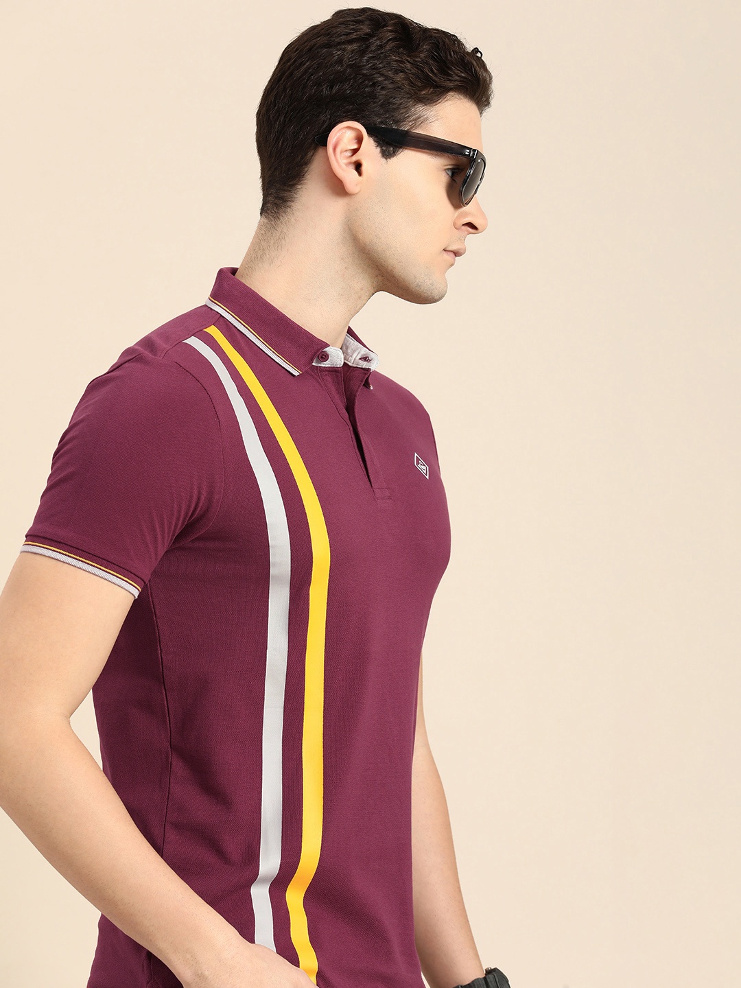 

Being Human Men Polo Collar Pure Cotton T-shirt, Purple