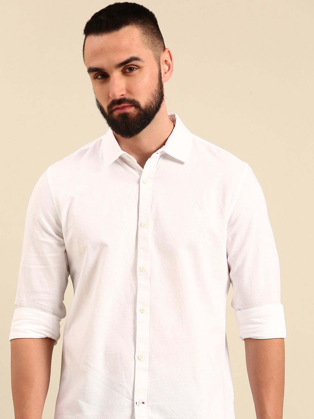 

Being Human Pure Cotton Slim Fit Opaque Casual Shirt, White