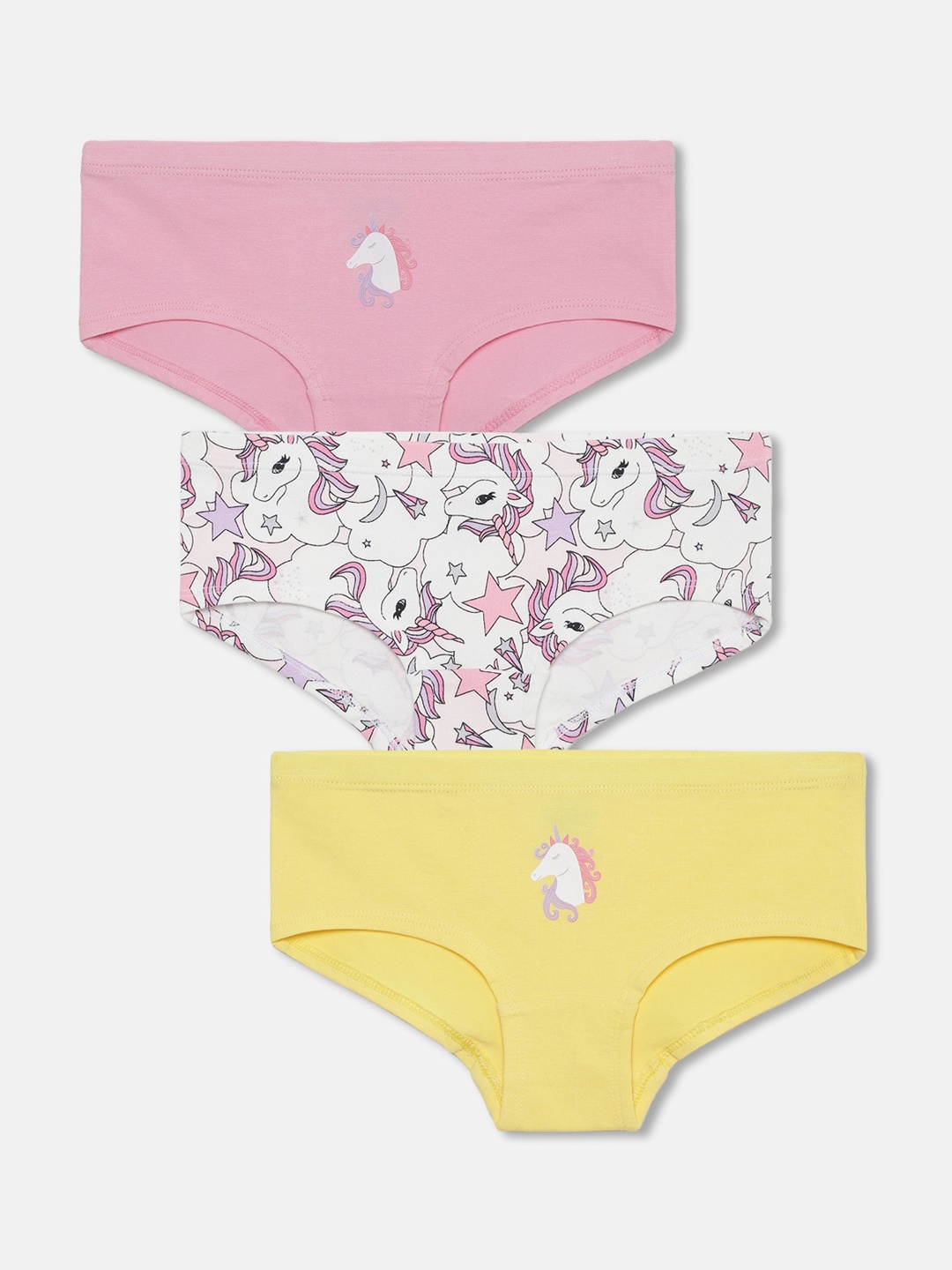 

mackly Girls Pack Of 3 Unicorn Printed Hipster Briefs, Pink