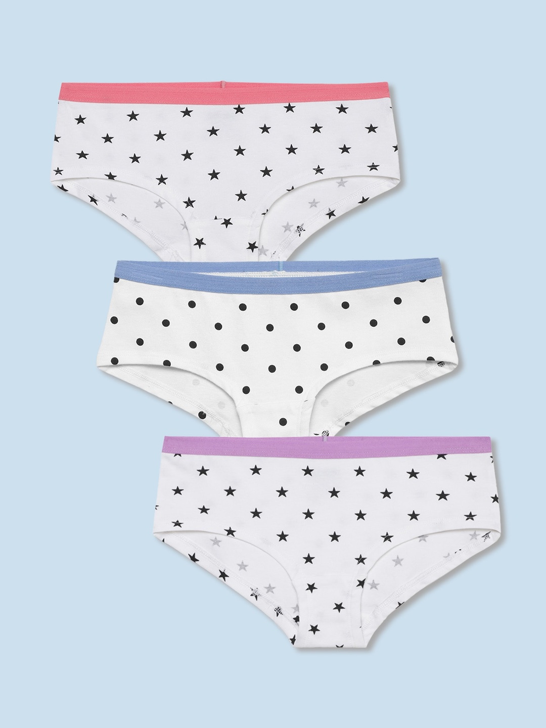 

Mackly Girls Pack Of 3 Polka Dot Printed Hipster Briefs, White