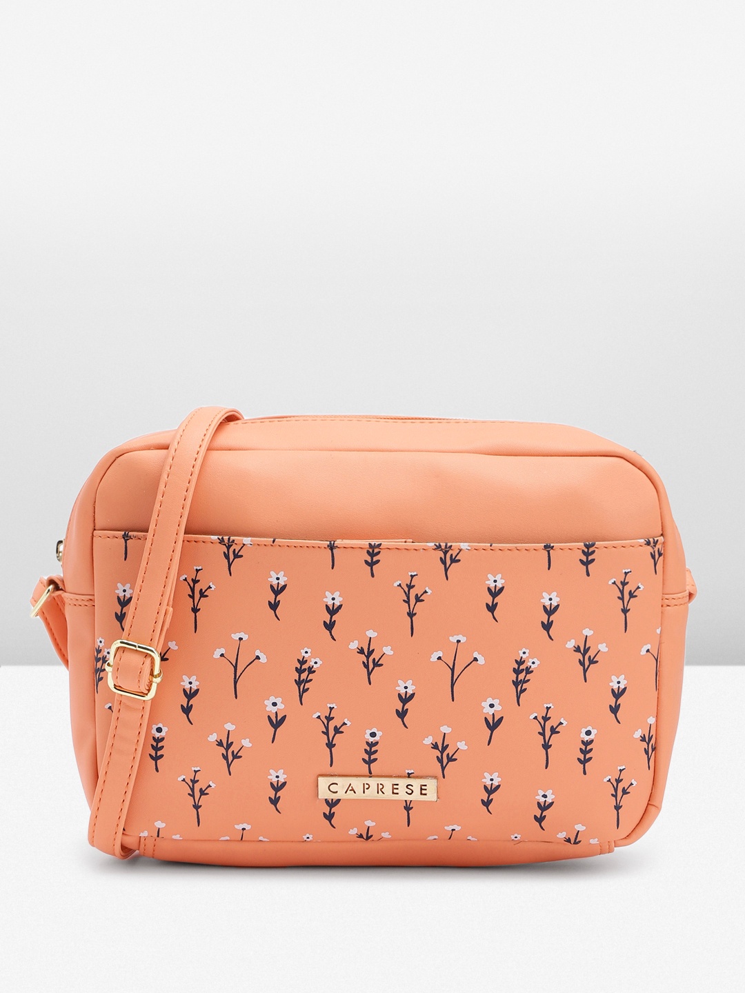 

Caprese Floral Printed Sling Bag, Peach