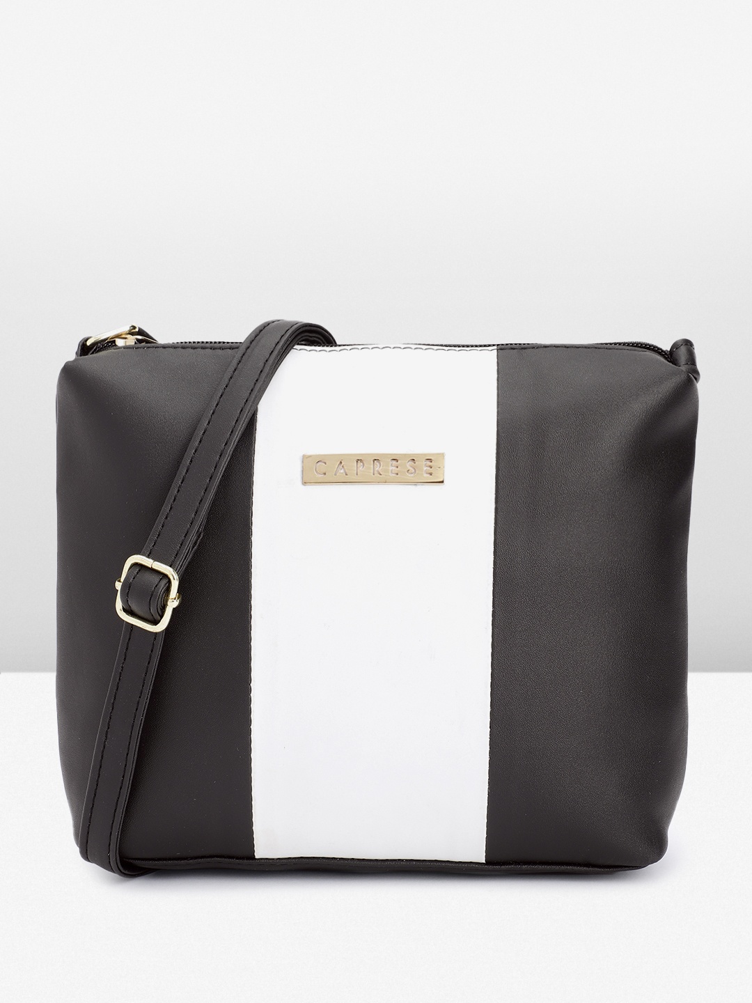 

Caprese Colourblocked Structured Sling Bag, Black