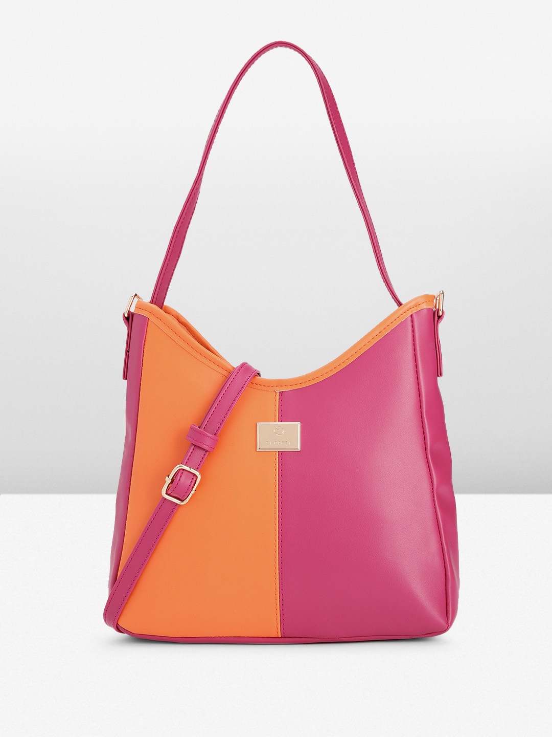 

Caprese River Colourblocked Structured Hobo Bag, Pink