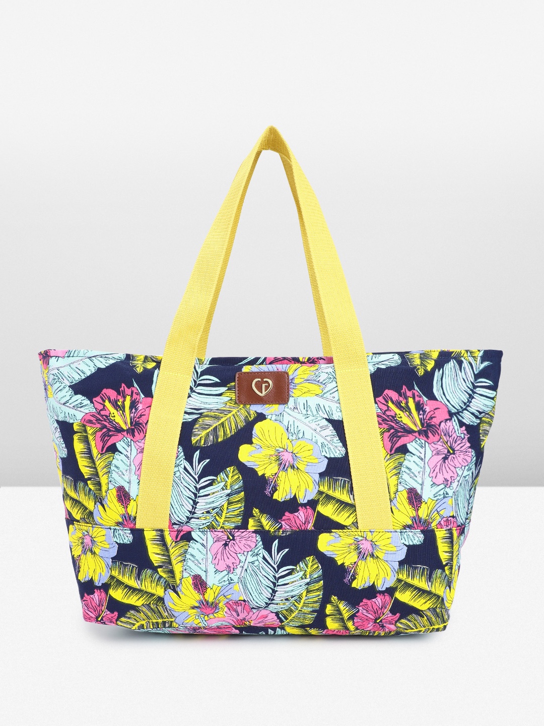 

Caprese Floral Printed Oversized Structured Shoulder Bag, Navy blue