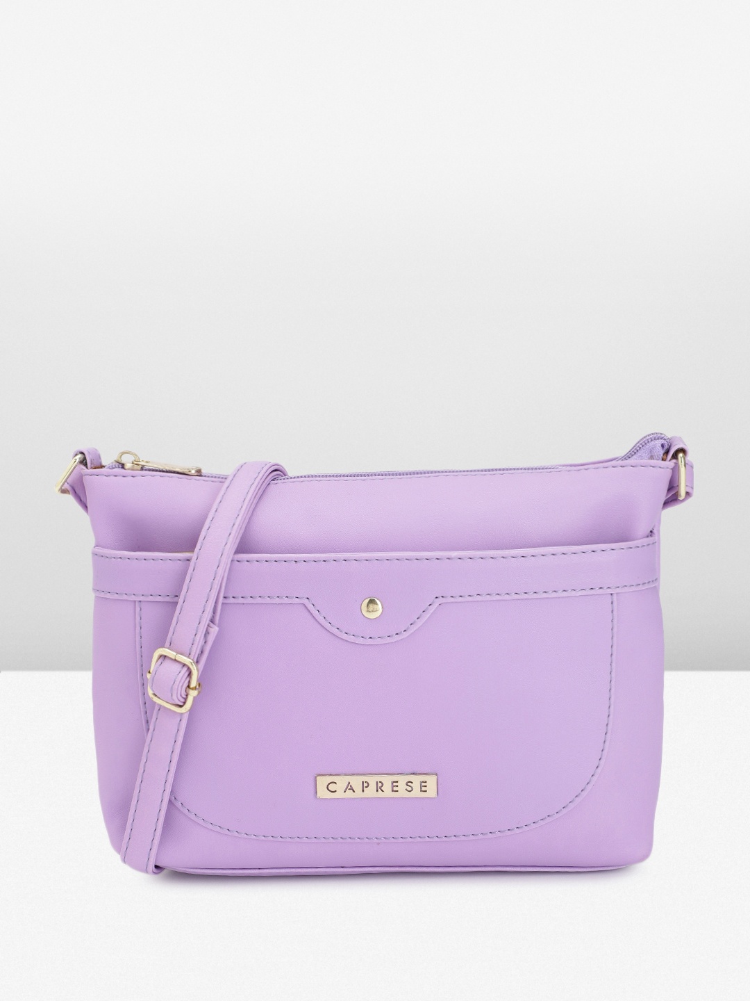 

Caprese Solid Structured Sling Bag, Purple