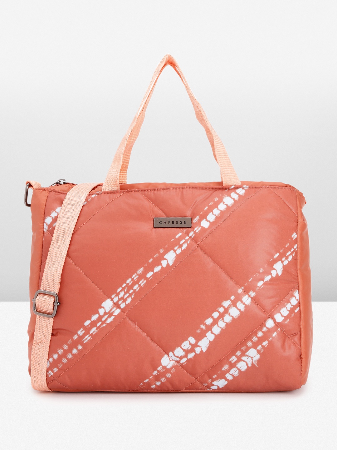 

Caprese Abstract Printed Quilted Structured Handheld Bag, Brown