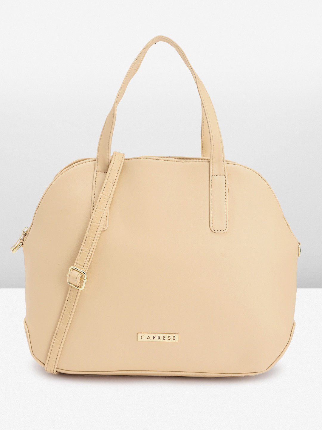 

Caprese Solid Structured Handheld Bag, Beige