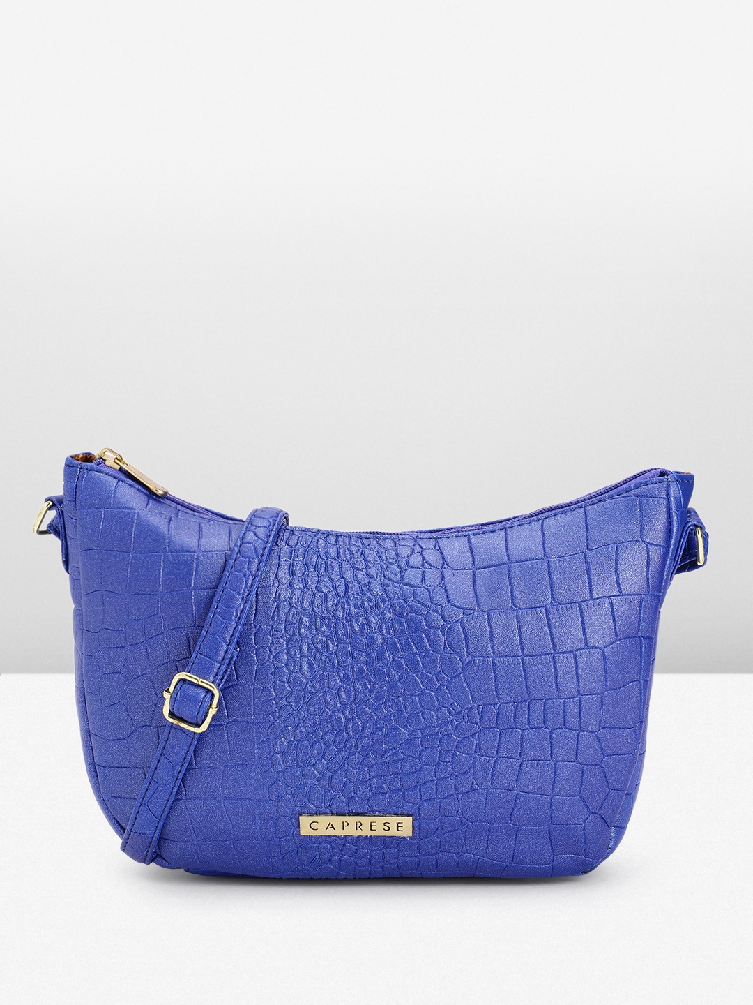 

Caprese Animal Textured Structured Sling Bag, Blue