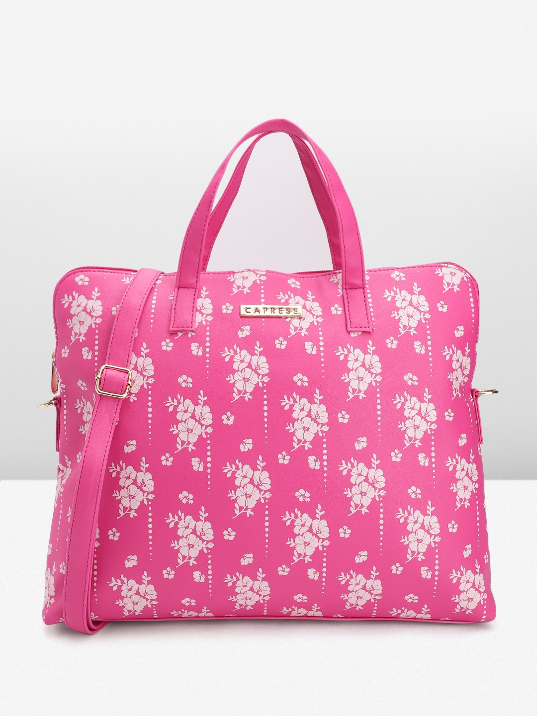 

Caprese Women Floral Printed Laptop Bag, Pink