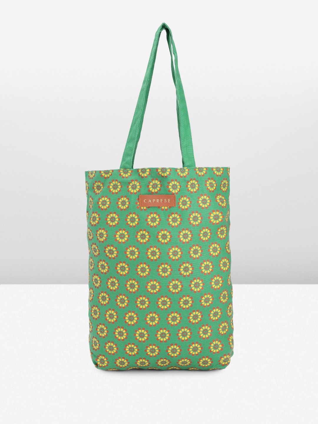 

Caprese Green Printed Tote Bag