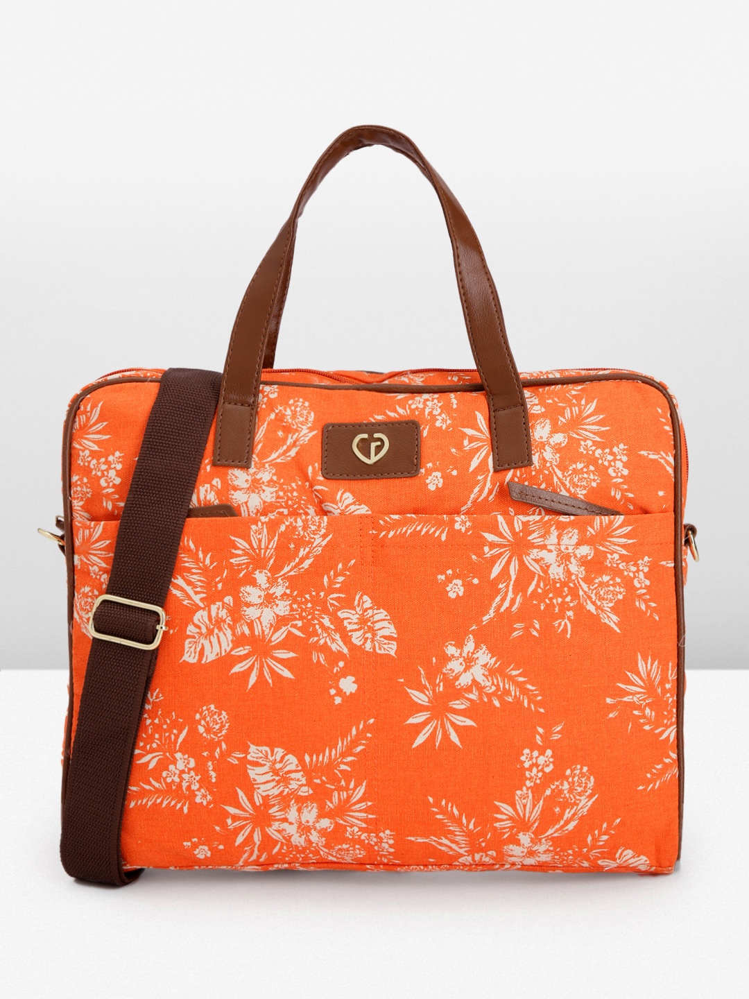 

Caprese Women Floral Printed Laptop Bag, Orange