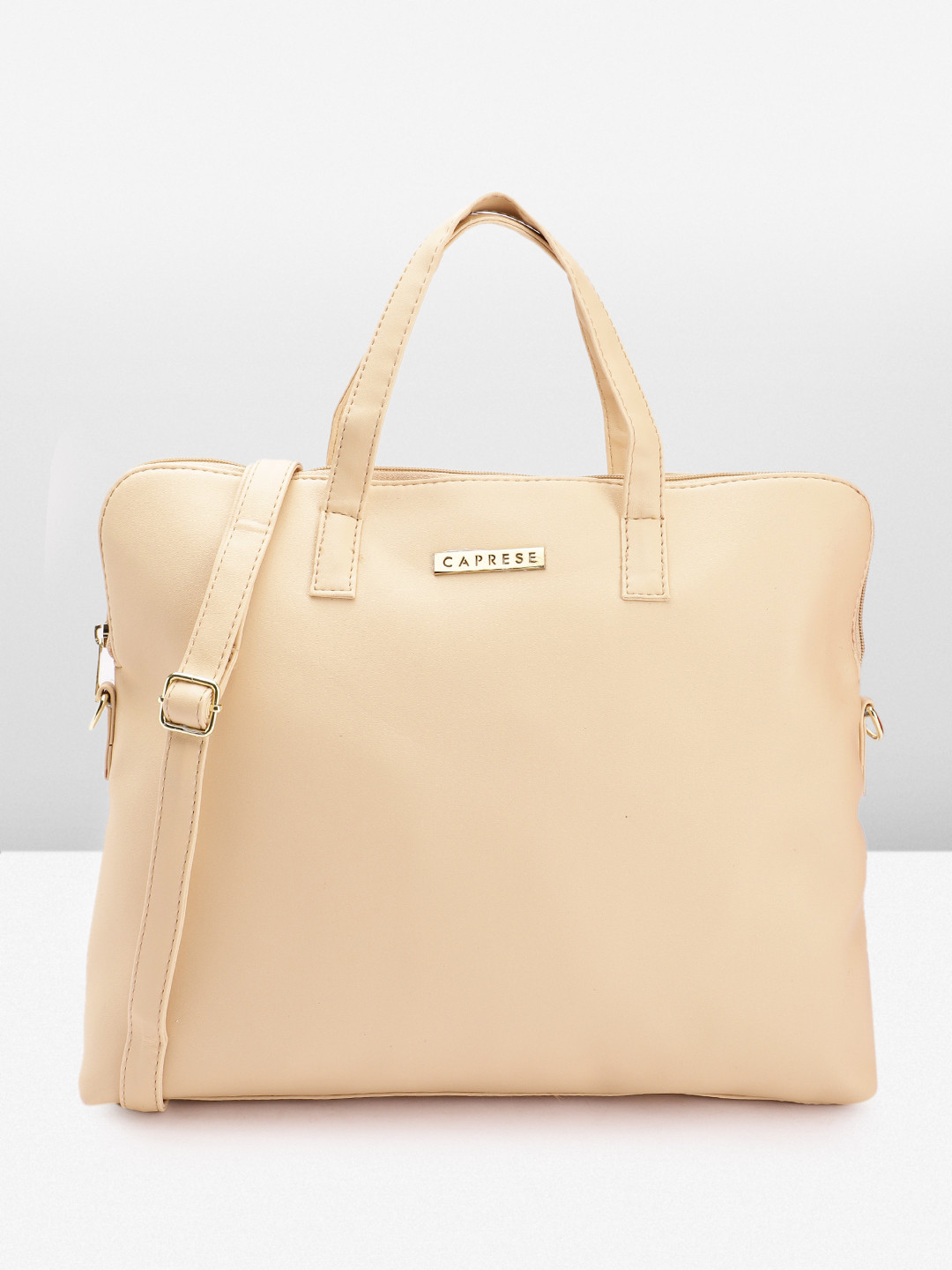 

Caprese Women Brand Logo Detail Laptop Bag Upto 16 Inches, Beige