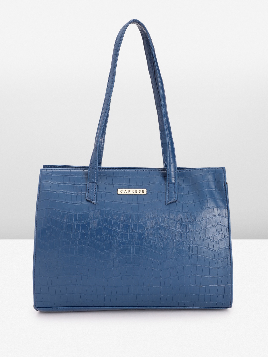 

Caprese Crocodile Textured Structured Shoulder Bag, Navy blue