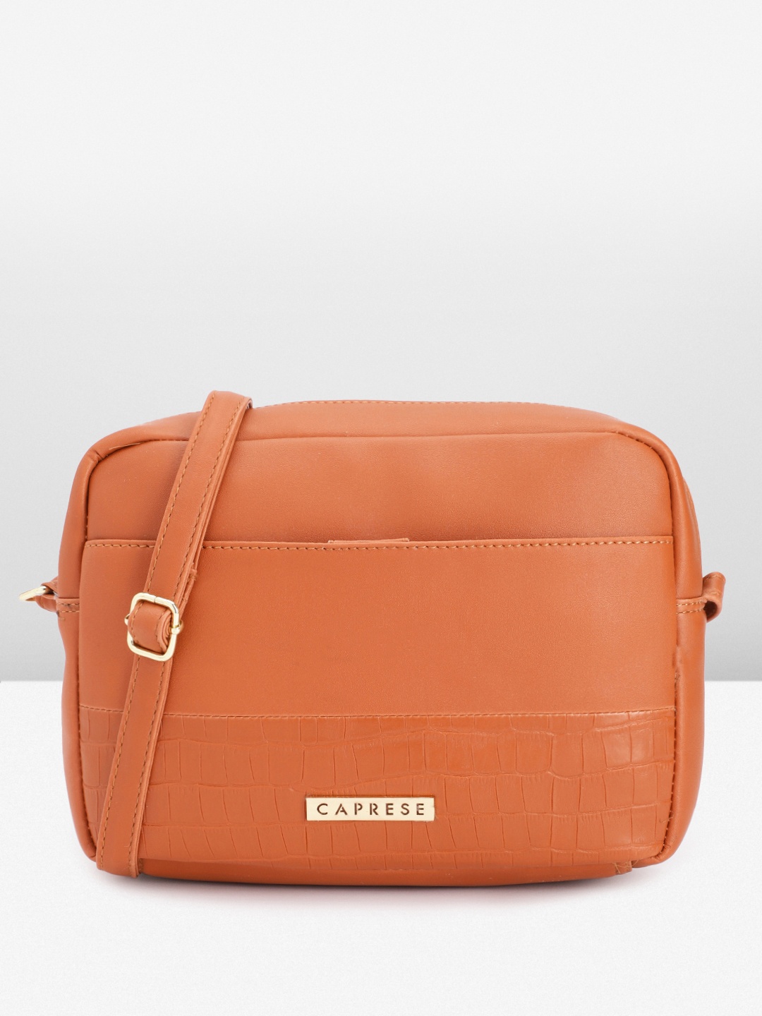 

Caprese Minimal Textured Structured Sling Bag, Rust