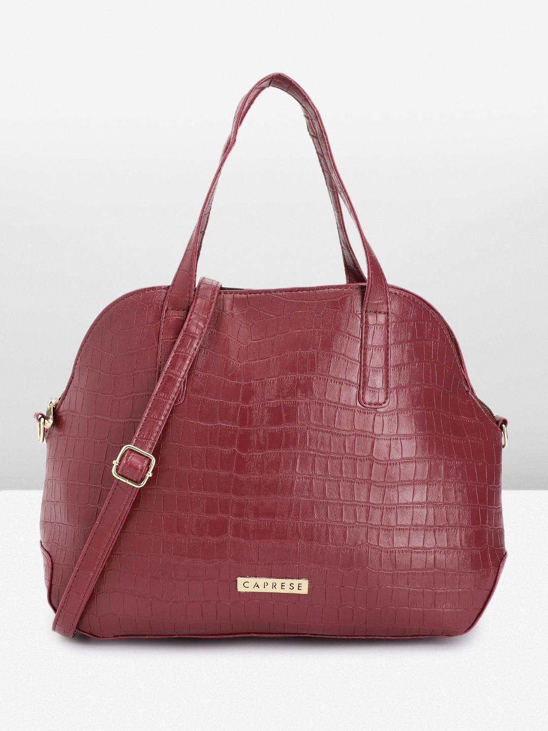 

Caprese Crocodile Textured Structured Handheld Bag, Maroon