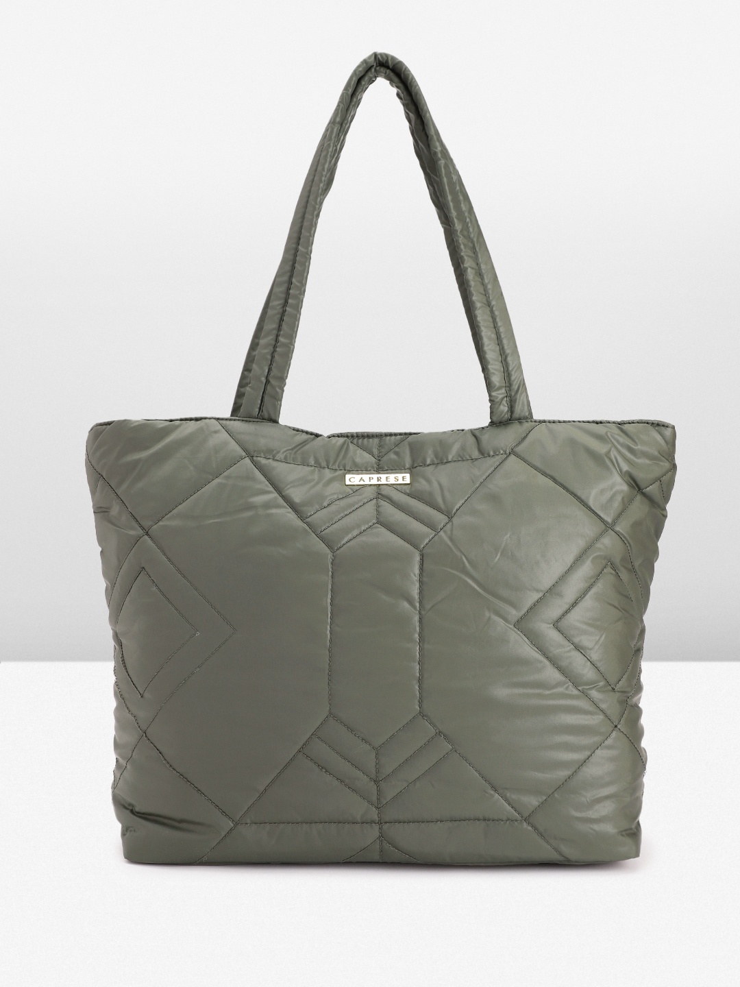 

Caprese Solid Quilted Structured Shoulder Bag, Olive